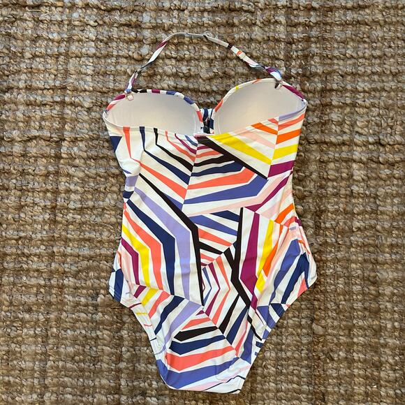 Kate Spade New York One-Piece Bandeau Swimsuit – Multicolor Geo Print – Size M - Picture 3 of 6